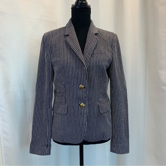 J. Crew navy white printed schoolboy blazer Sz 6 - Picture 14 of 14